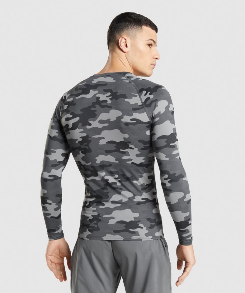 Gymshark Element Baselayer Long Sleeve Top T-shirt Herr Camo | SE-49701A