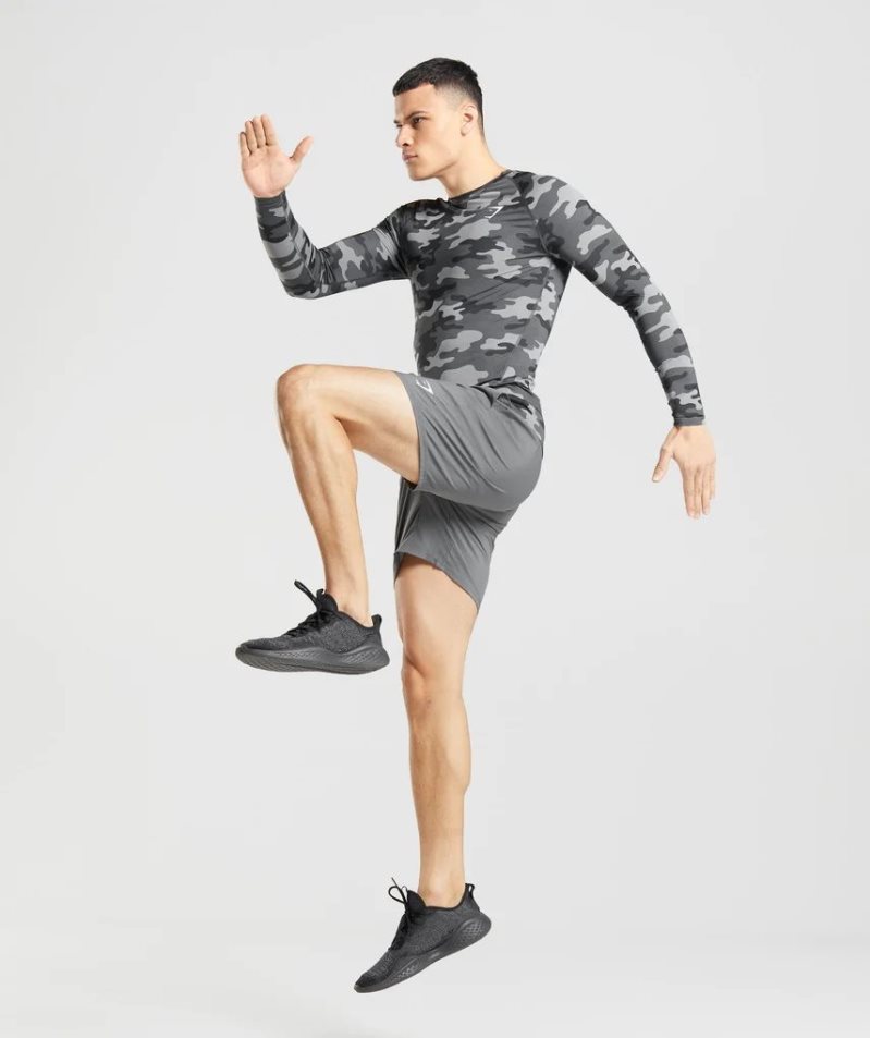 Gymshark Element Baselayer Long Sleeve Top T-shirt Herr Camo | SE-49701A