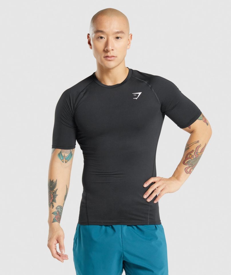 Gymshark Element Baselayer T-shirt Herr Svarta | SE-09625Q