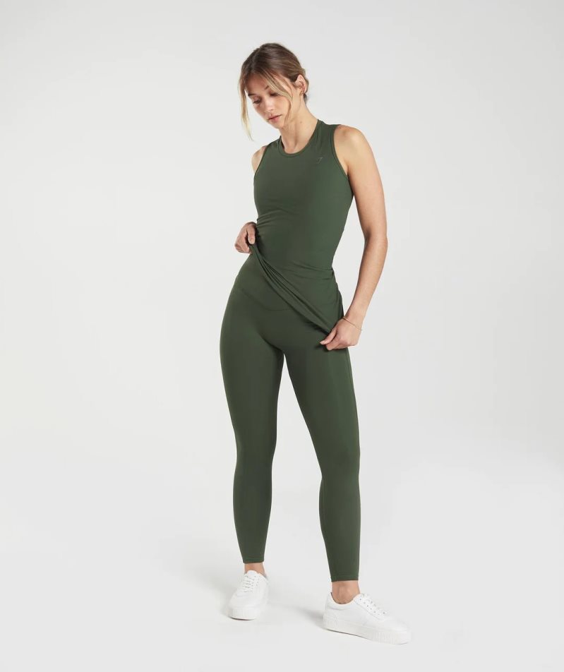 Gymshark Elevate Asymmetric Linnen Dam Olivgröna | SE-29075K