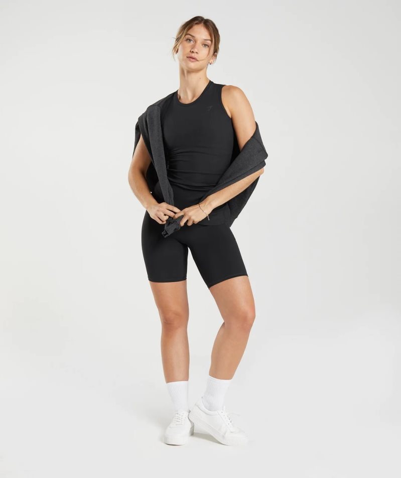 Gymshark Elevate Asymmetric Linnen Dam Svarta | SE-54681S