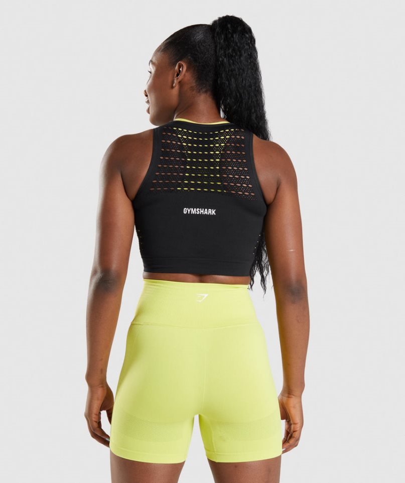 Gymshark Energy Seamless Beskurna Toppar Dam Svarta | SE-21785E