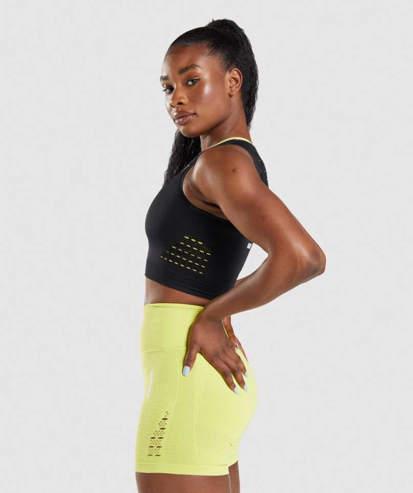 Gymshark Energy Seamless Beskurna Toppar Dam Svarta | SE-21785E