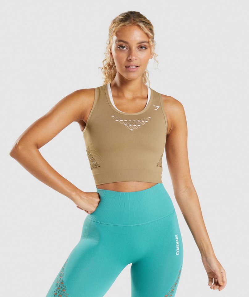 Gymshark Energy Seamless Beskurna Toppar Dam Ljusbruna | SE-42530M