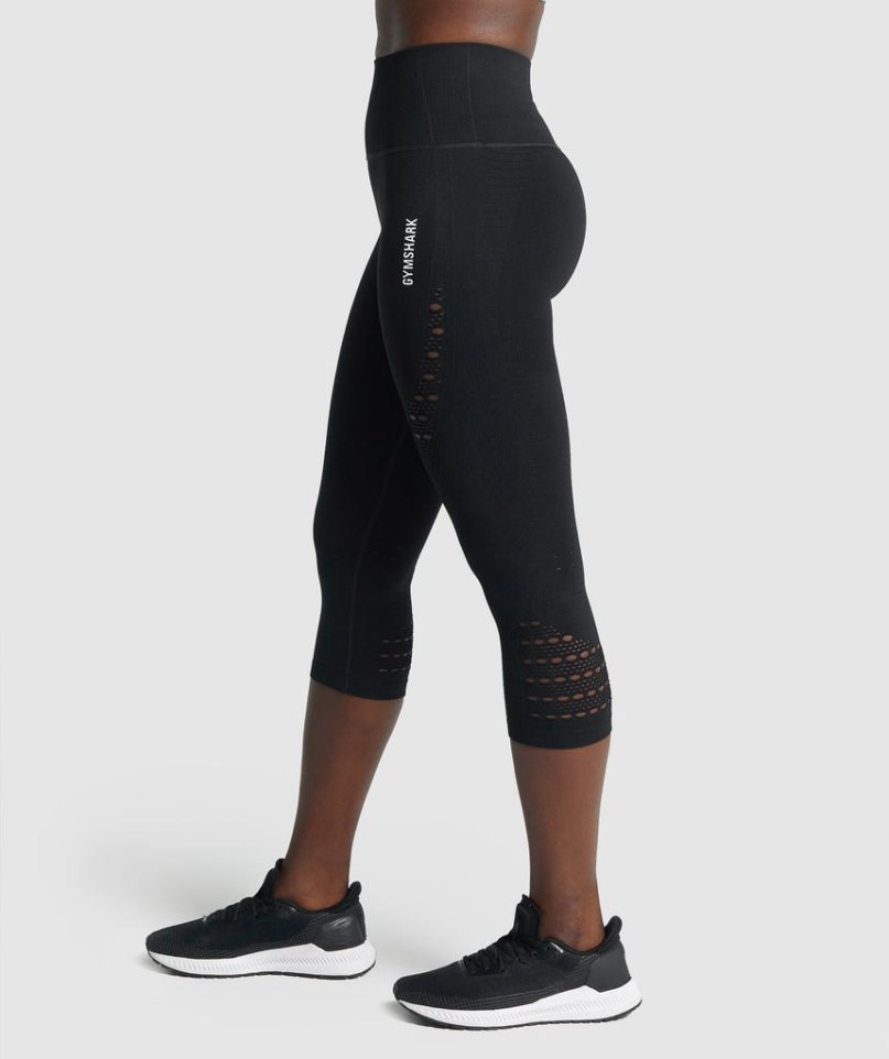 Gymshark Energy Seamless Cropped Leggings Dam Svarta | SE-97862K