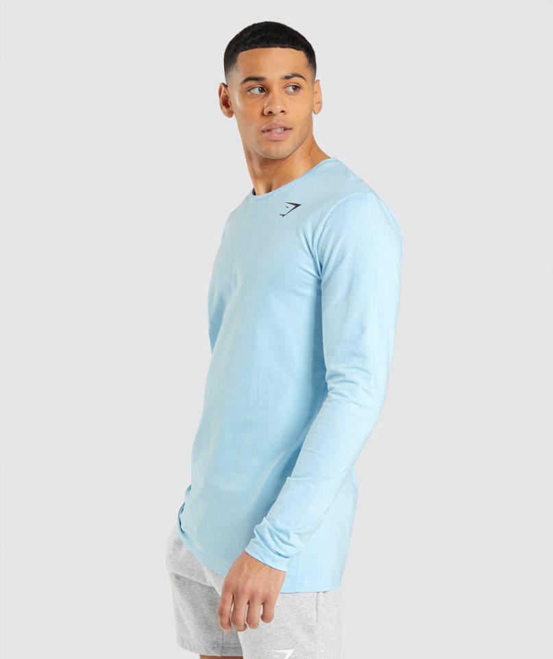 Gymshark Essential Long Sleeve T-shirt Herr Ljusblå | SE-06981K