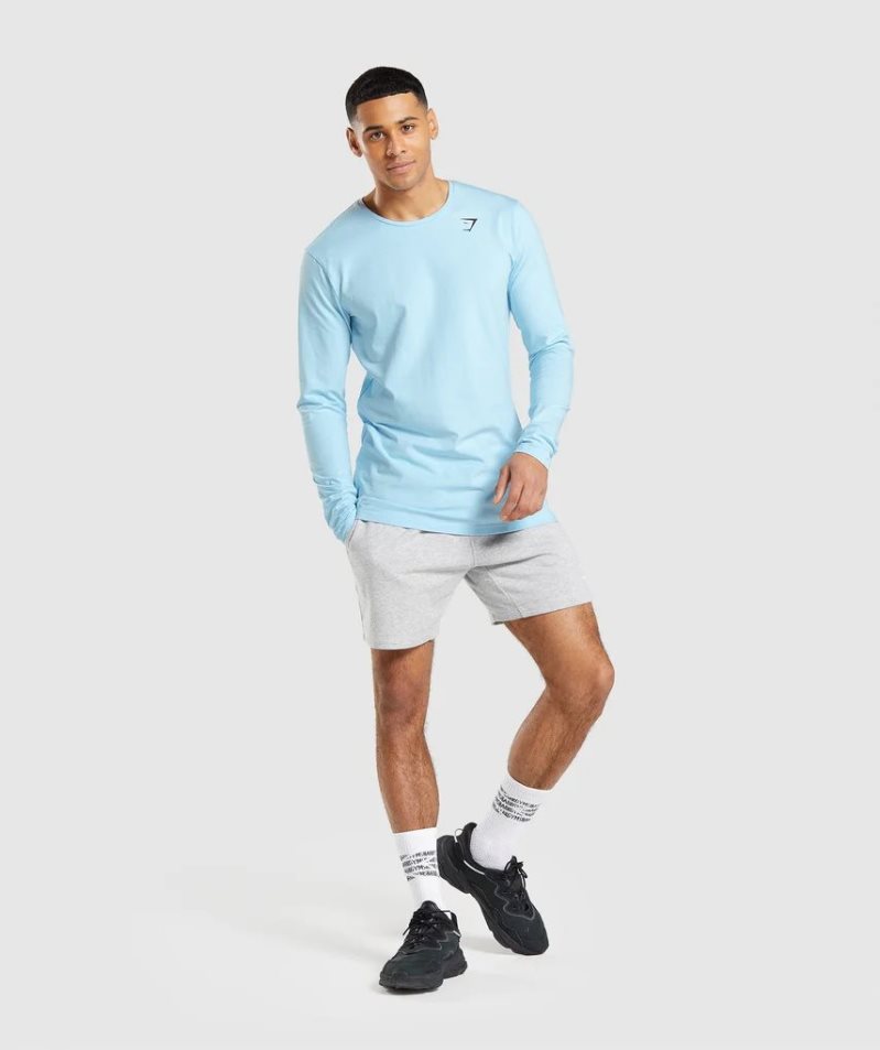 Gymshark Essential Long Sleeve T-shirt Herr Ljusblå | SE-06981K