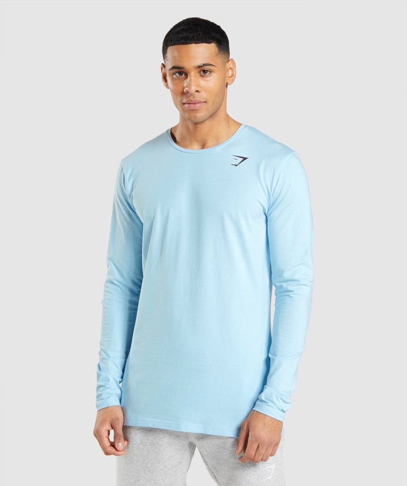 Gymshark Essential Long Sleeve T-shirt Herr Ljusblå | SE-06981K