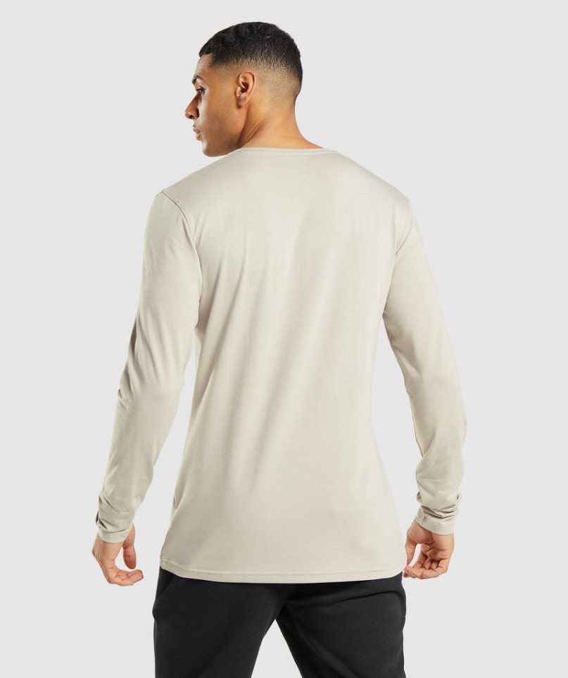 Gymshark Essential Long Sleeve T-shirt Herr Beige | SE-95784E