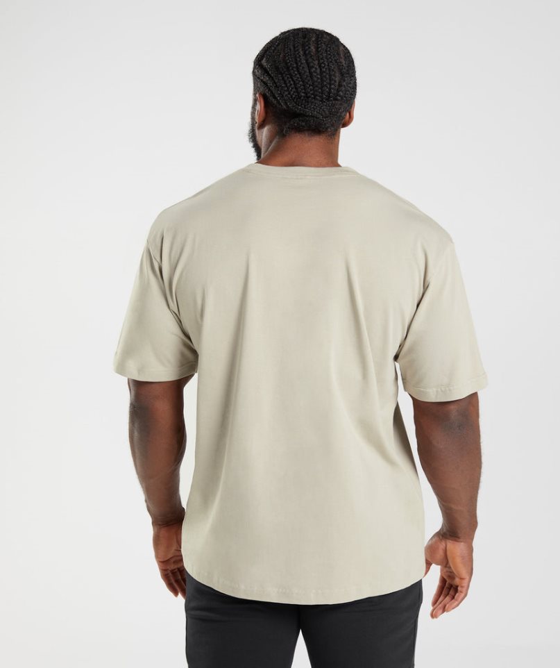 Gymshark Essential Oversized T-shirt Herr Beige | SE-18542Q