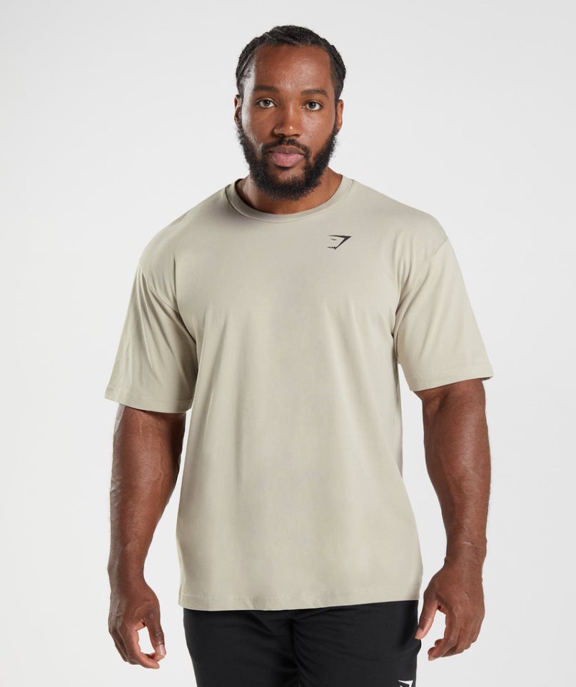 Gymshark Essential Oversized T-shirt Herr Beige | SE-18542Q