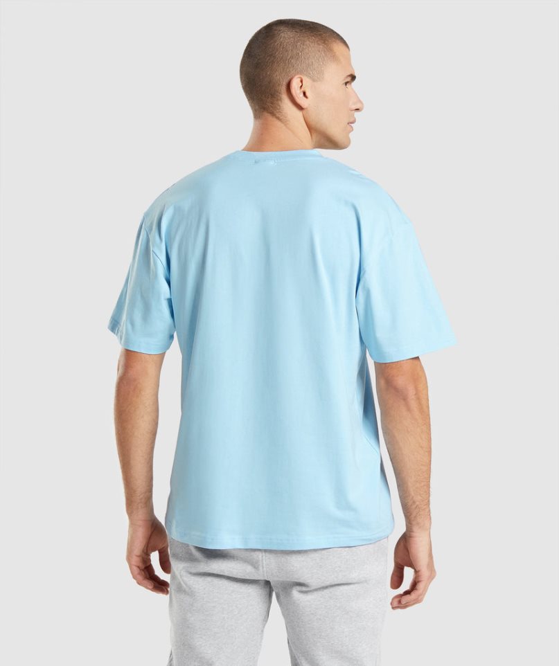 Gymshark Essential Oversized T-shirt Herr Ljusblå | SE-40128C