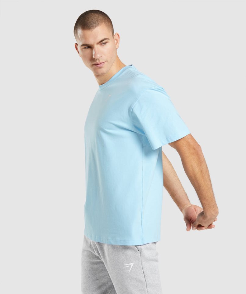 Gymshark Essential Oversized T-shirt Herr Ljusblå | SE-40128C