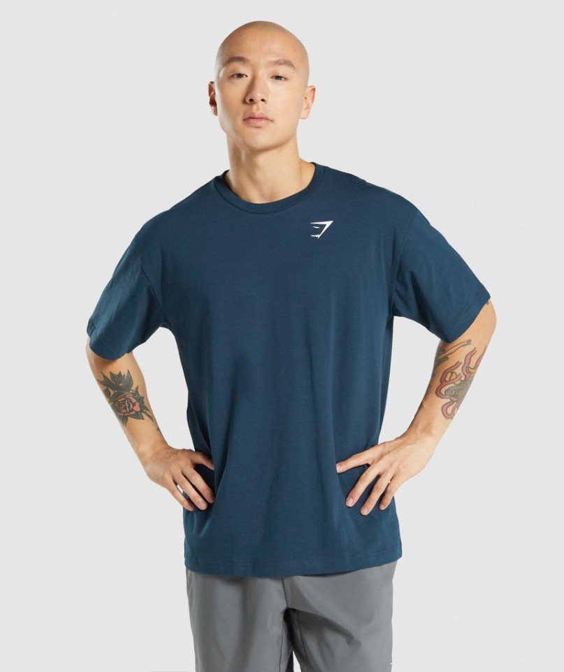 Gymshark Essential Oversized T-shirt Herr Marinblå | SE-60473N