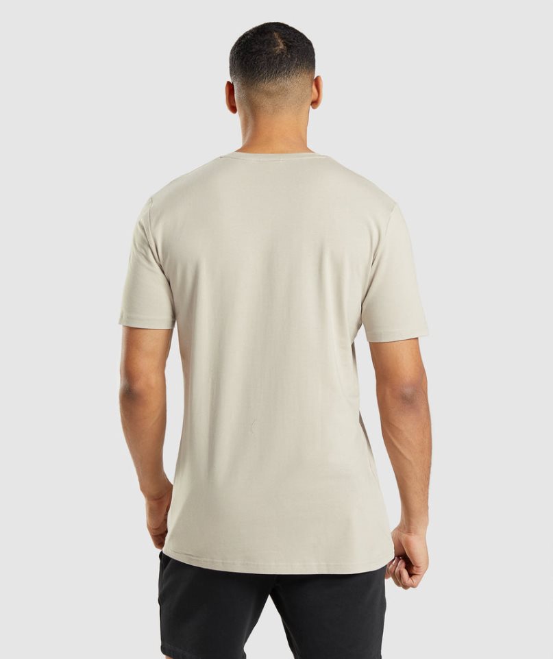 Gymshark Essential T-shirt Herr Beige | SE-57136N