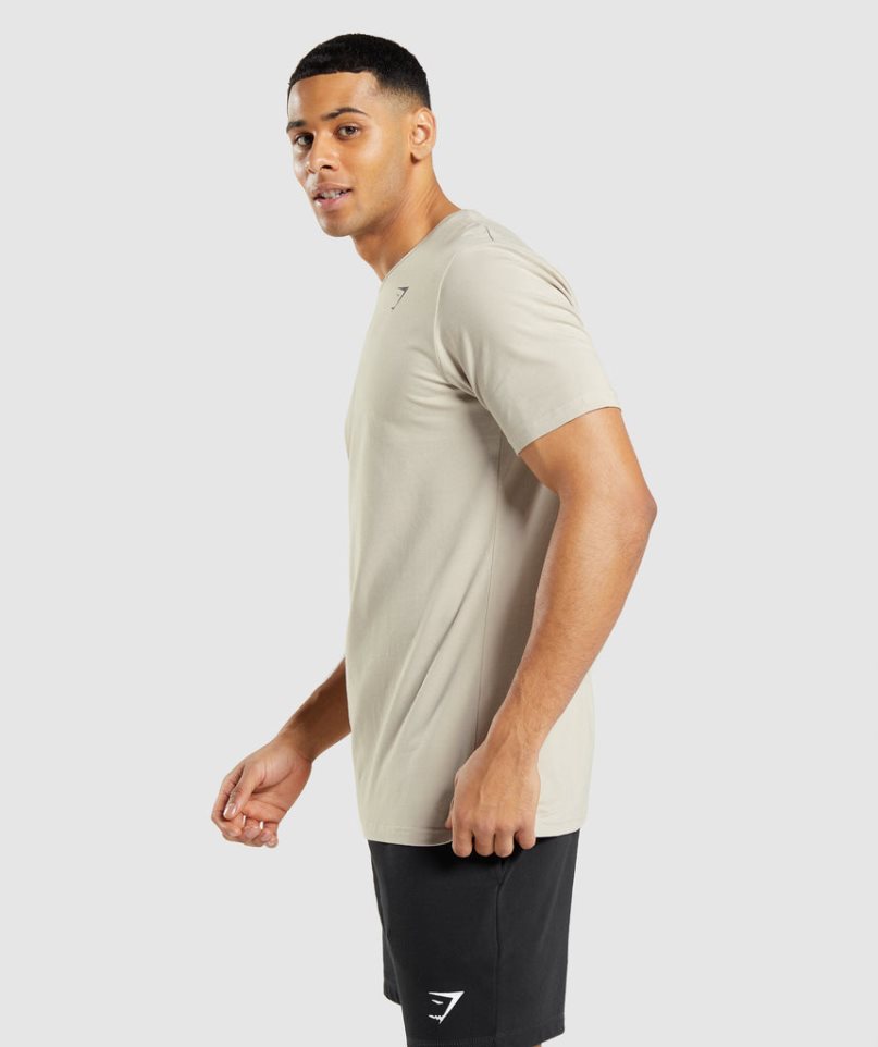 Gymshark Essential T-shirt Herr Beige | SE-57136N