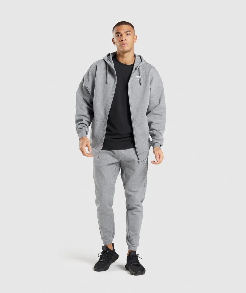 Gymshark Essential Zip Up Hoodie Herr Grå | SE-67429M