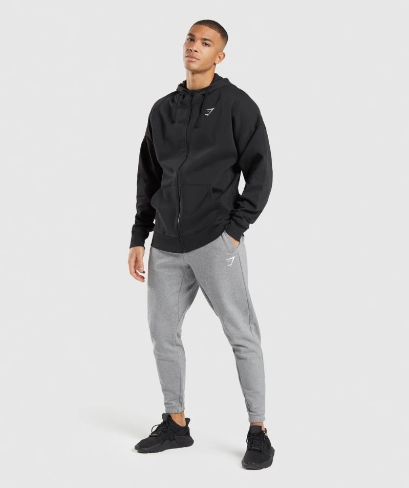 Gymshark Essential Zip Up Hoodie Herr Svarta | SE-86915O