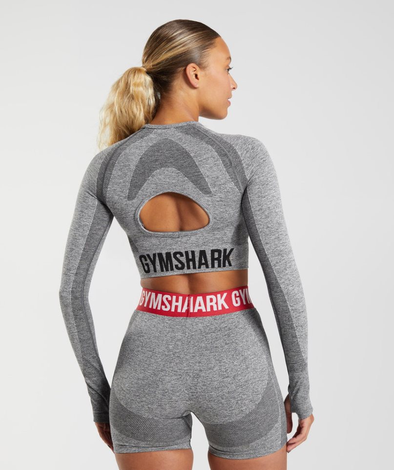 Gymshark Flex Long Sleeve Beskurna Toppar Dam Grå | SE-38609M