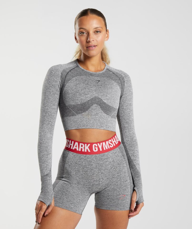 Gymshark Flex Long Sleeve Beskurna Toppar Dam Grå | SE-38609M