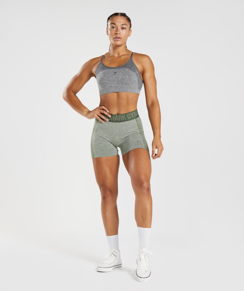 Gymshark Flex Shorts Dam Grå Olivgröna | SE-43219P