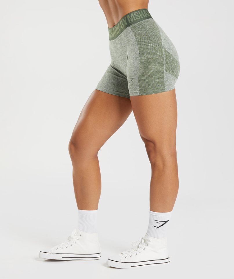 Gymshark Flex Shorts Dam Grå Olivgröna | SE-43219P