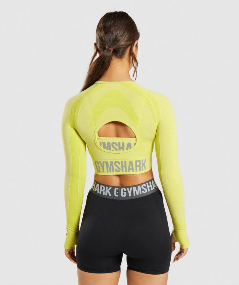 Gymshark Flex Sports Long Sleeve Beskurna Toppar Dam Gula | SE-25380O