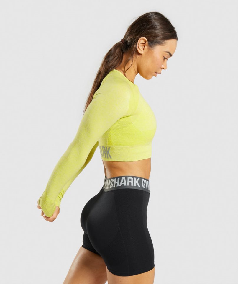 Gymshark Flex Sports Long Sleeve Beskurna Toppar Dam Gula | SE-25380O