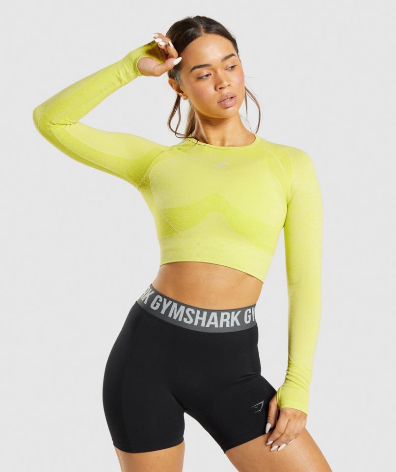 Gymshark Flex Sports Long Sleeve Beskurna Toppar Dam Gula | SE-25380O