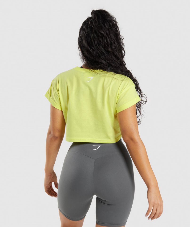 Gymshark Fraction Beskurna Toppar Dam Gula | SE-69207B