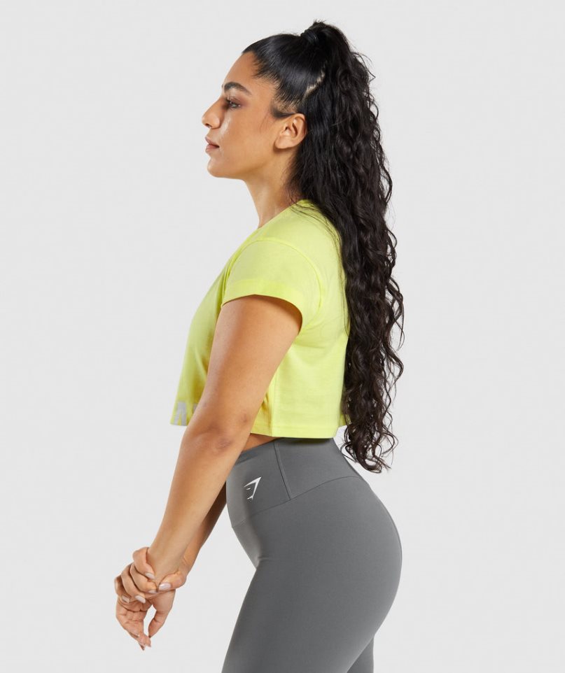 Gymshark Fraction Beskurna Toppar Dam Gula | SE-69207B