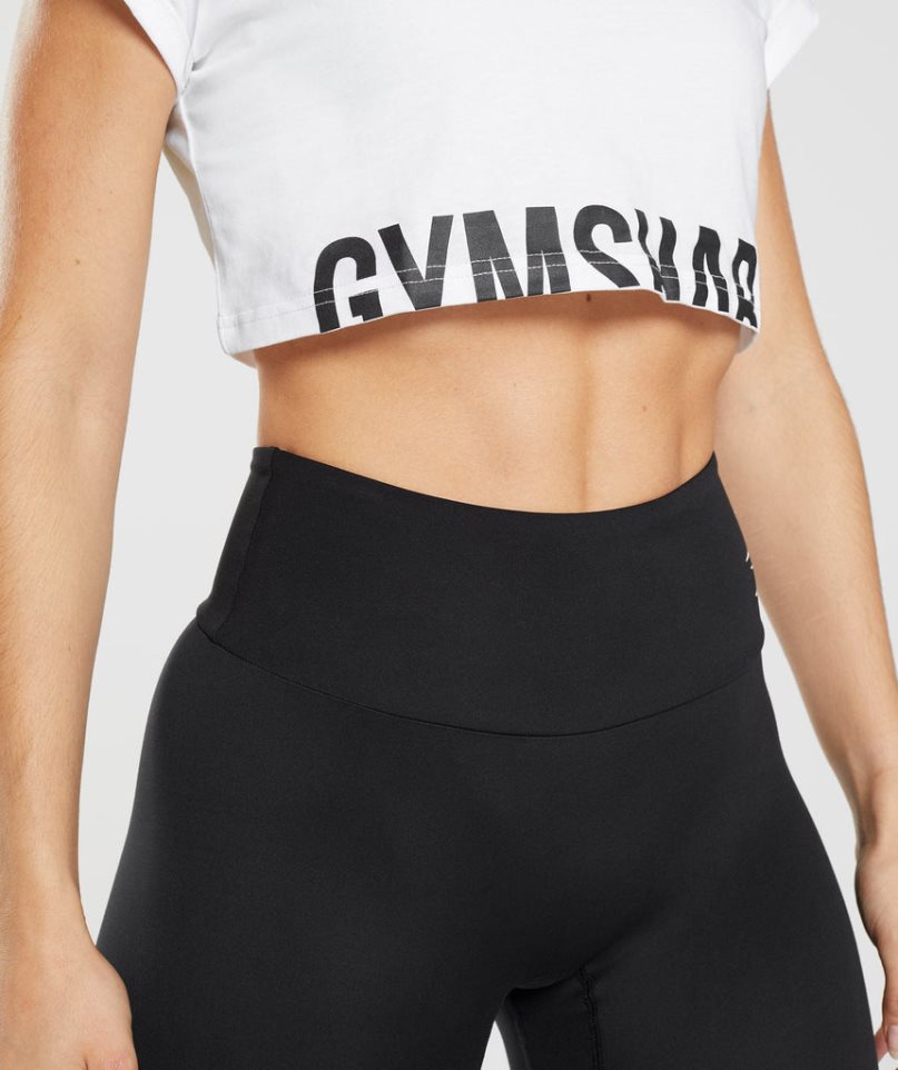 Gymshark Fraction Beskurna Toppar Dam Vita | SE-93064S