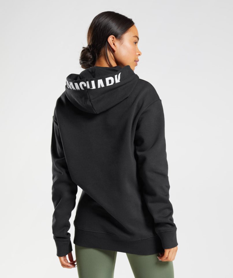 Gymshark Fraction Hoodie Dam Svarta | SE-08735X