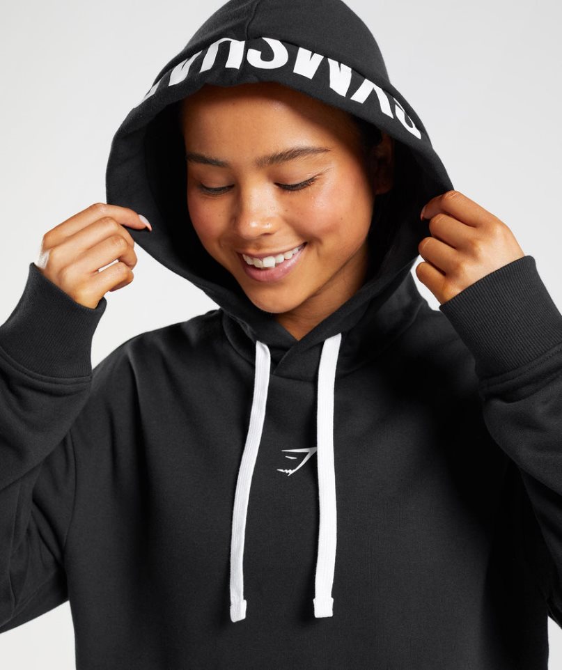 Gymshark Fraction Hoodie Dam Svarta | SE-08735X