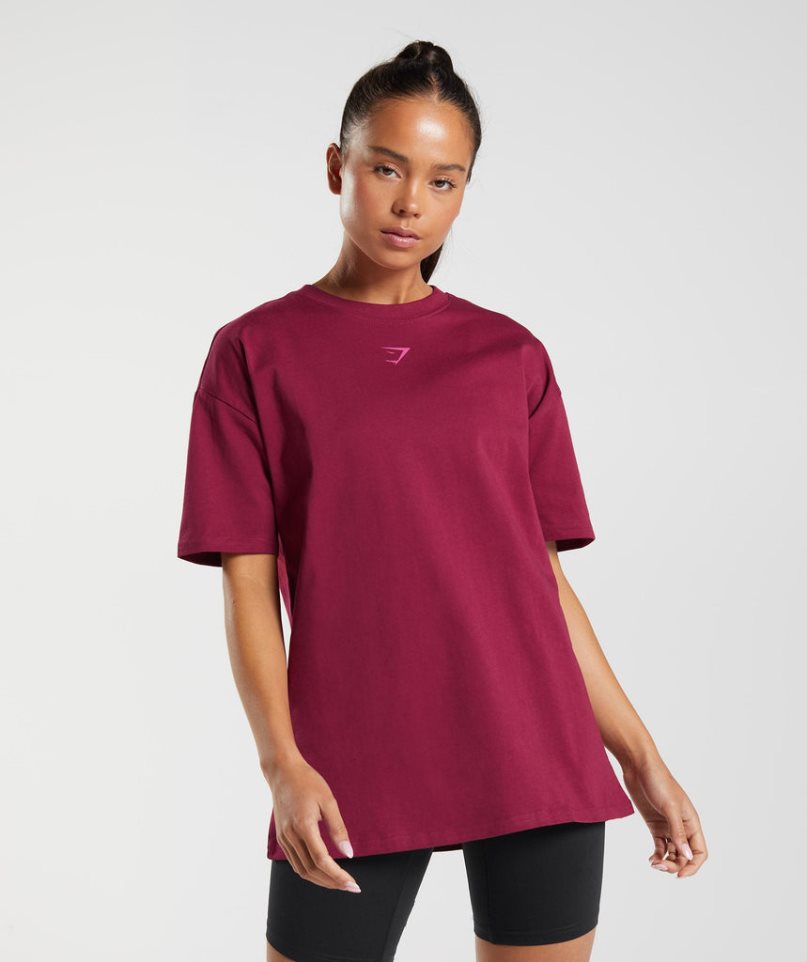 Gymshark Fraction Oversized T-shirt Dam Fuchsia | SE-26308D