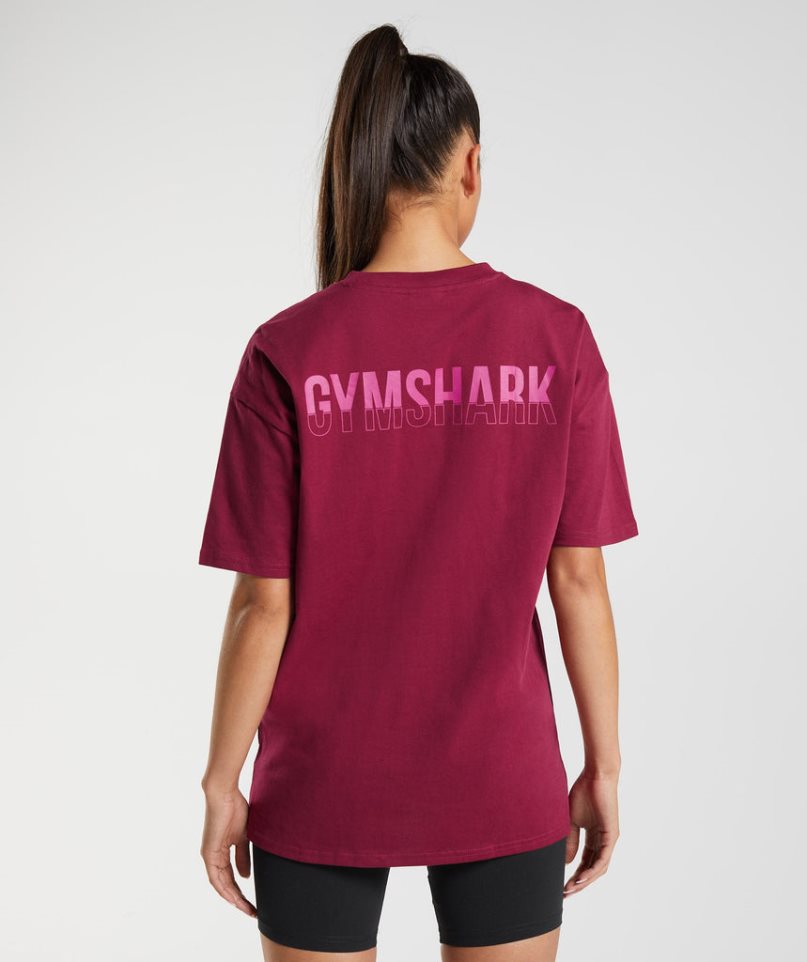 Gymshark Fraction Oversized T-shirt Dam Fuchsia | SE-26308D