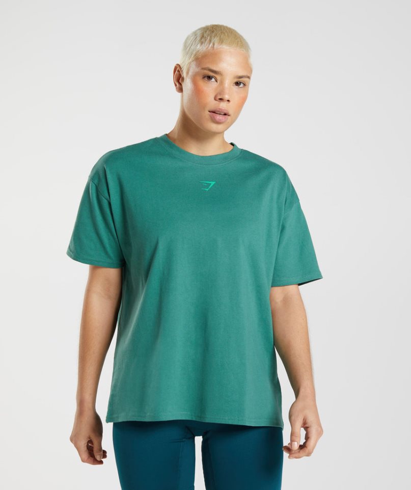 Gymshark Fraction Oversized T-shirt Dam Gröna | SE-40328I