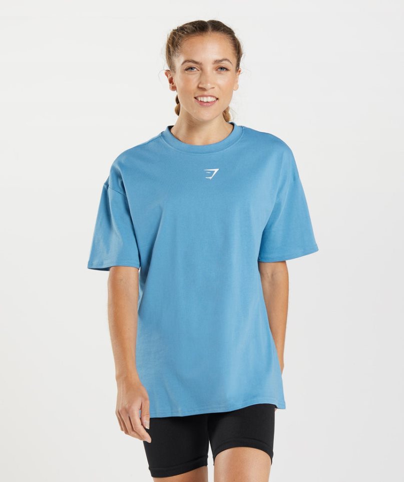 Gymshark Fraction Oversized T-shirt Dam Blå | SE-54867L