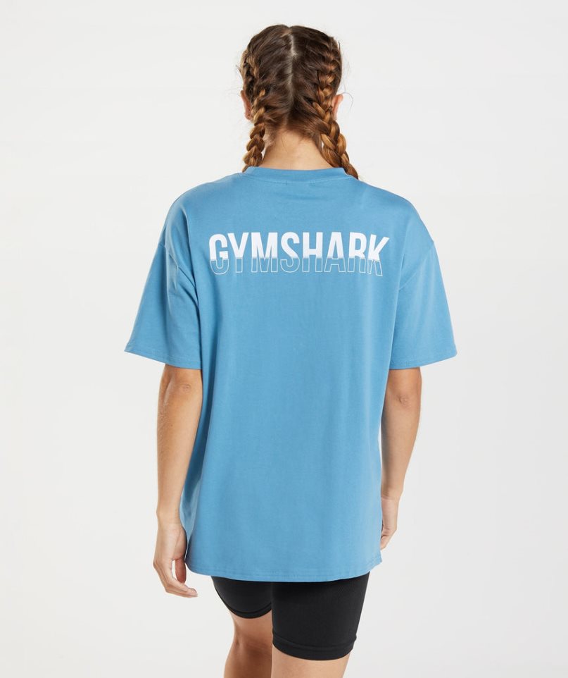 Gymshark Fraction Oversized T-shirt Dam Blå | SE-54867L