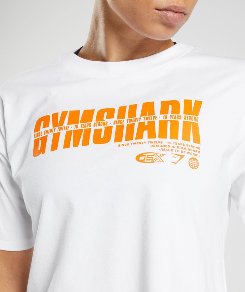 Gymshark GS10 Year Midi Beskurna Toppar Dam Vita | SE-49652O