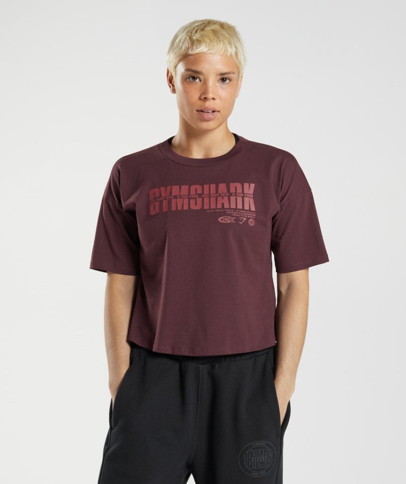 Gymshark GS10 Year Midi Beskurna Toppar Dam Vinröda | SE-76381H