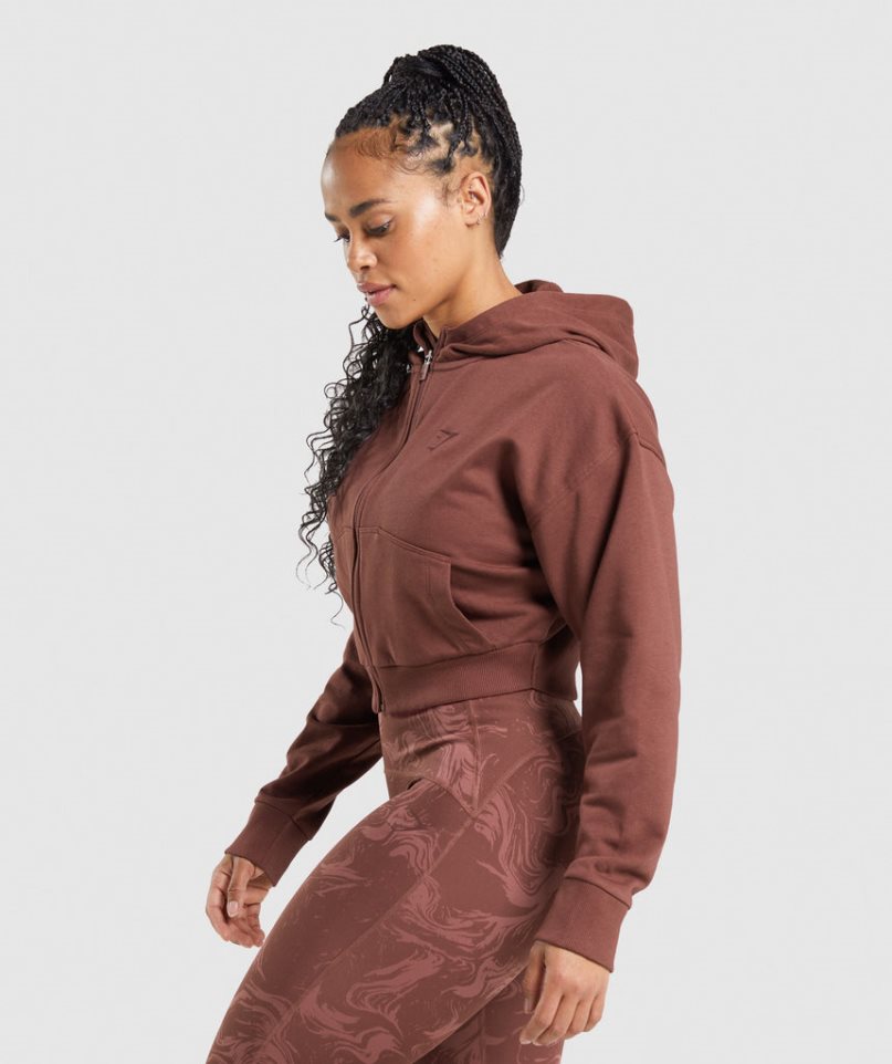 Gymshark GS Power Cropped Zip Hoodie Dam Bruna | SE-41205H