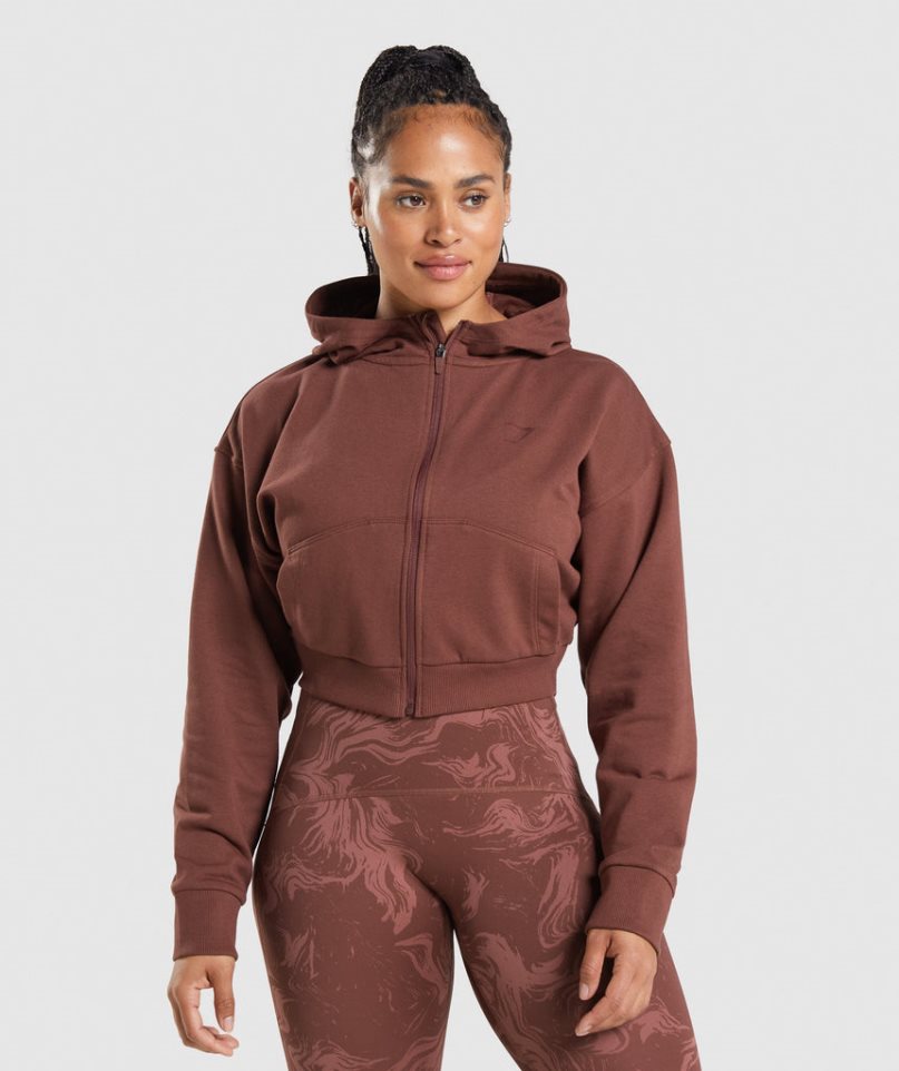 Gymshark GS Power Cropped Zip Hoodie Dam Bruna | SE-41205H