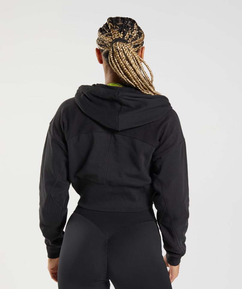 Gymshark GS Power Cropped Zip Hoodie Dam Svarta | SE-76321E