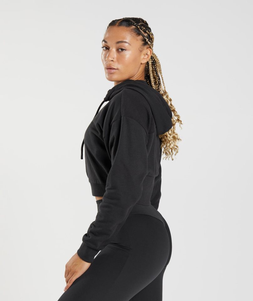 Gymshark GS Power Cropped Zip Hoodie Dam Svarta | SE-76321E