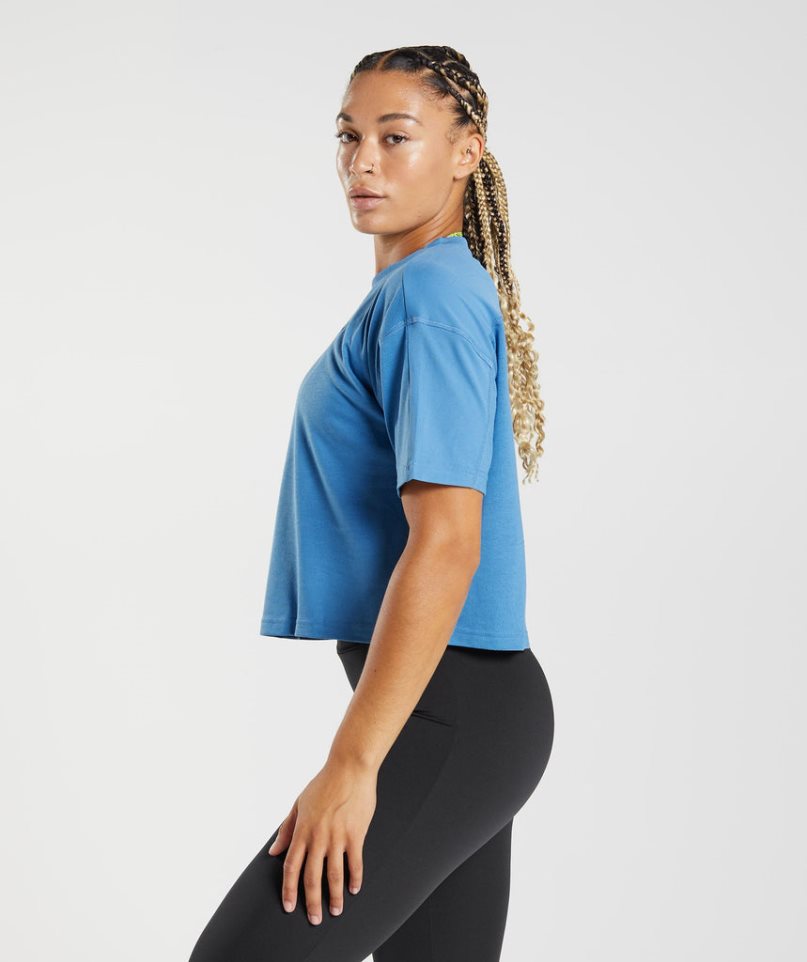 Gymshark GS Power Midi Beskurna Toppar Dam Blå | SE-14592K