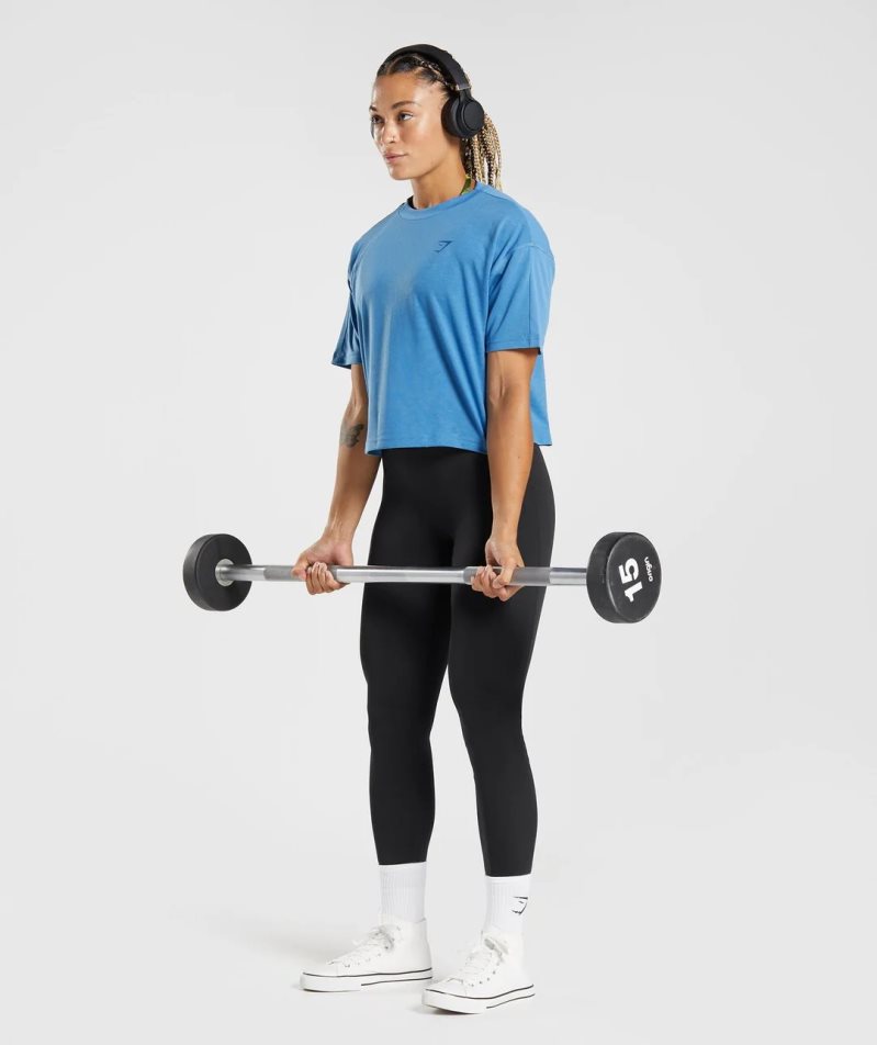 Gymshark GS Power Midi Beskurna Toppar Dam Blå | SE-14592K