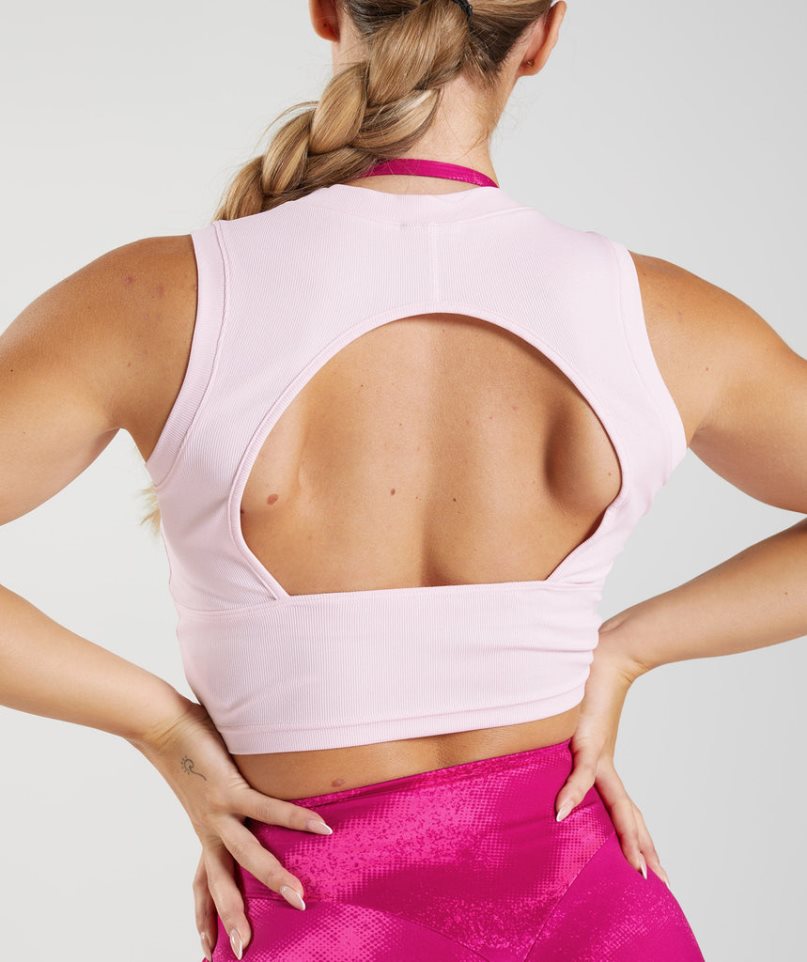 Gymshark GS Power Räfflad Midi Linnen Dam Rosa | SE-26138D