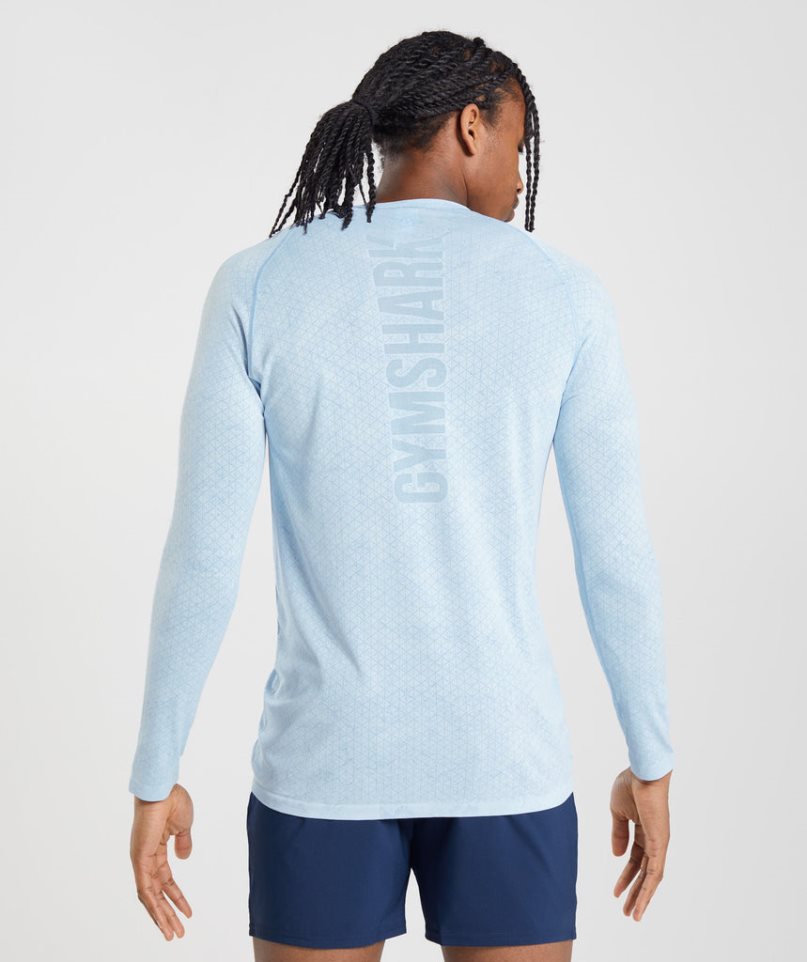 Gymshark Geo Seamless Long Sleeve T-shirt Herr Ljusblå | SE-07315J