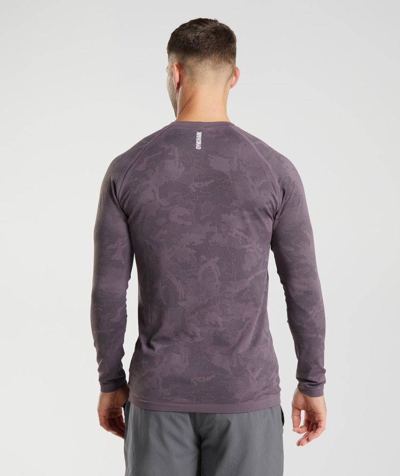 Gymshark Geo Seamless Long Sleeve T-shirt Herr Lila | SE-07521E